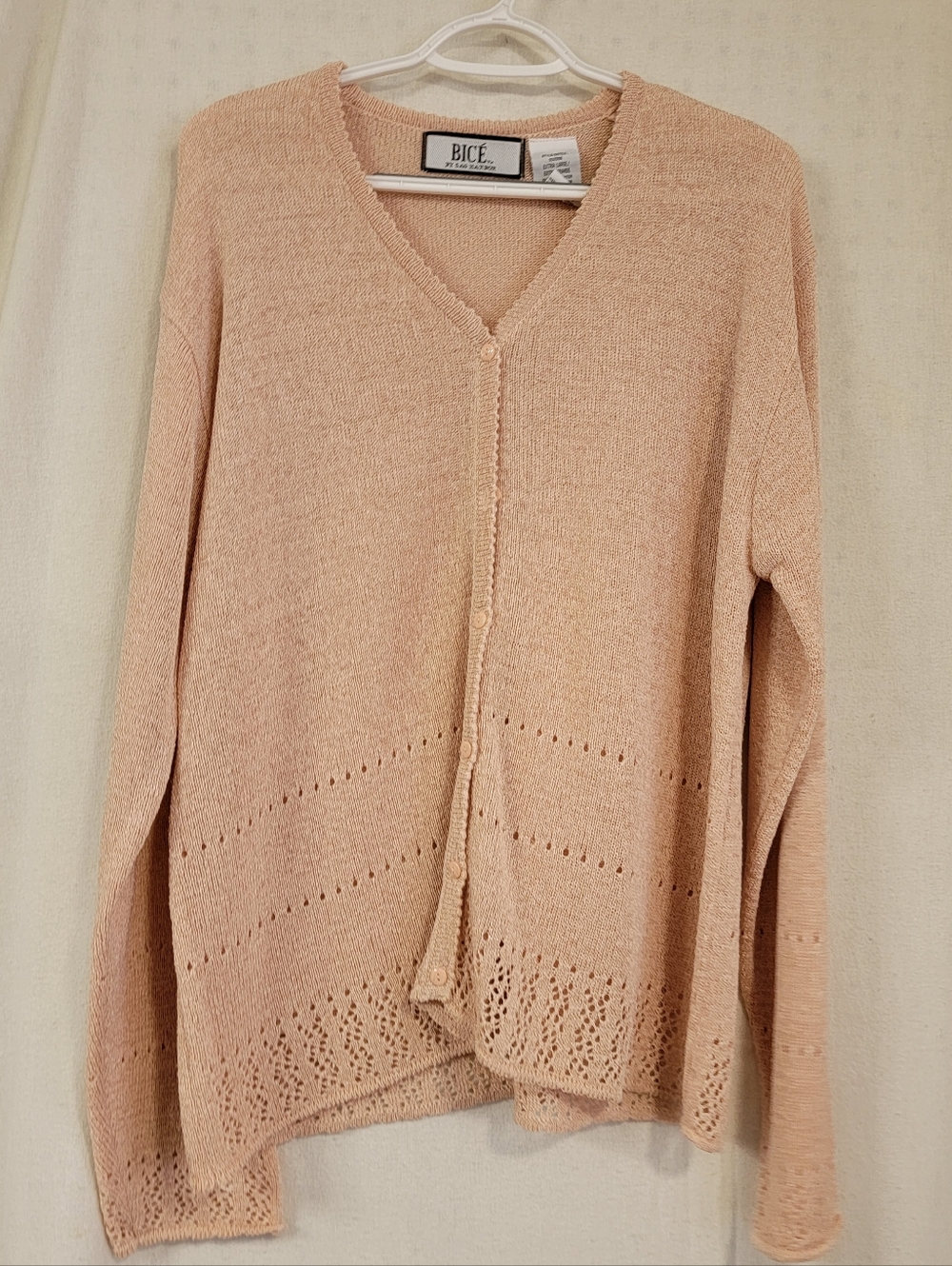 Bice Pale Pink V-Neck Button Knit Cardigan Size XL